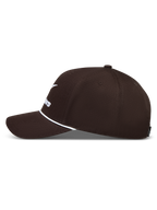 Alpinestars Combo Logo Snapback Cappello, cappello sportswear in twill marrone con visiera curva e ricamo bianco.