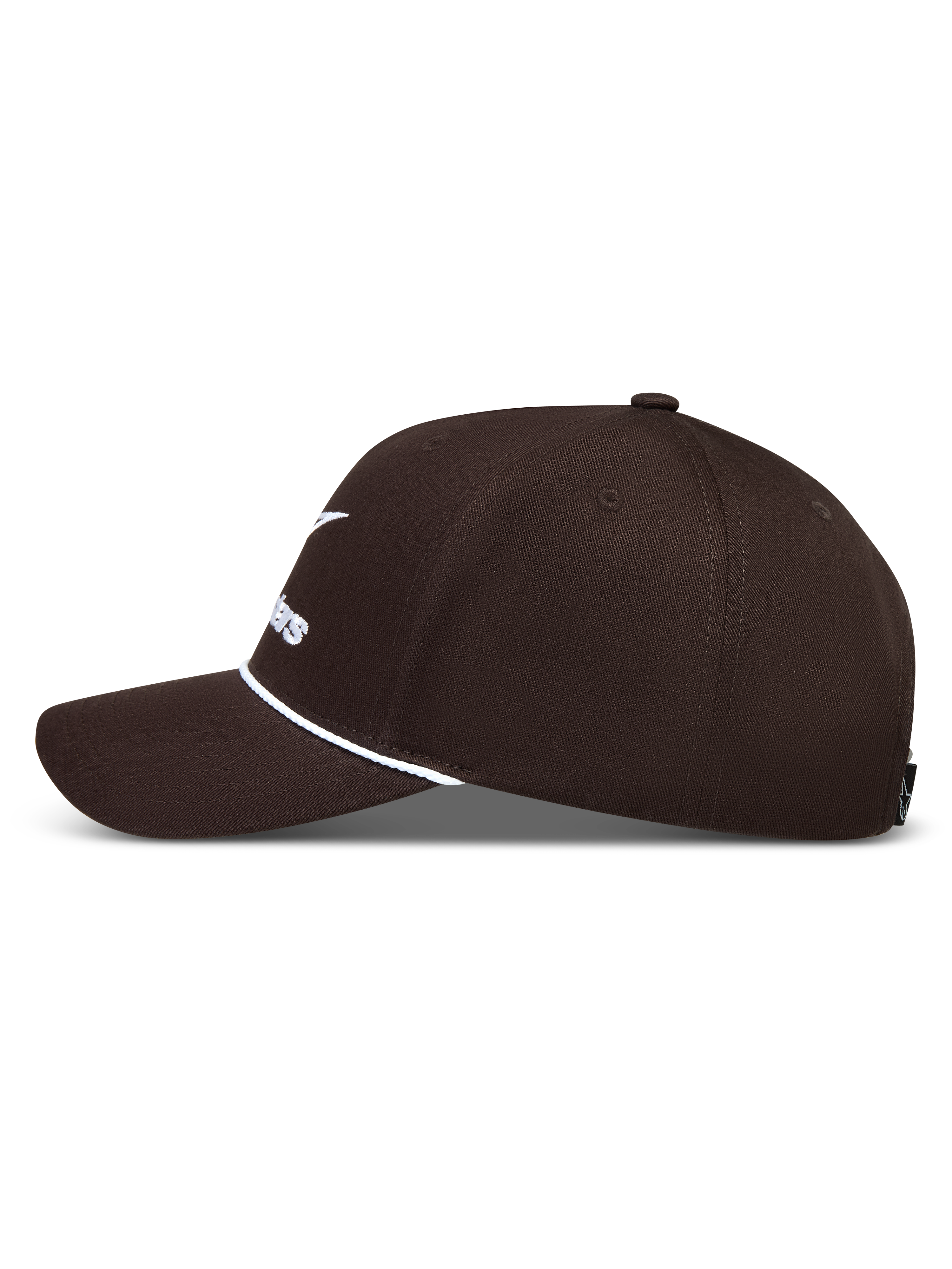 Alpinestars Combo Logo Snapback Cappello, cappello sportswear in twill marrone con visiera curva e ricamo bianco.
