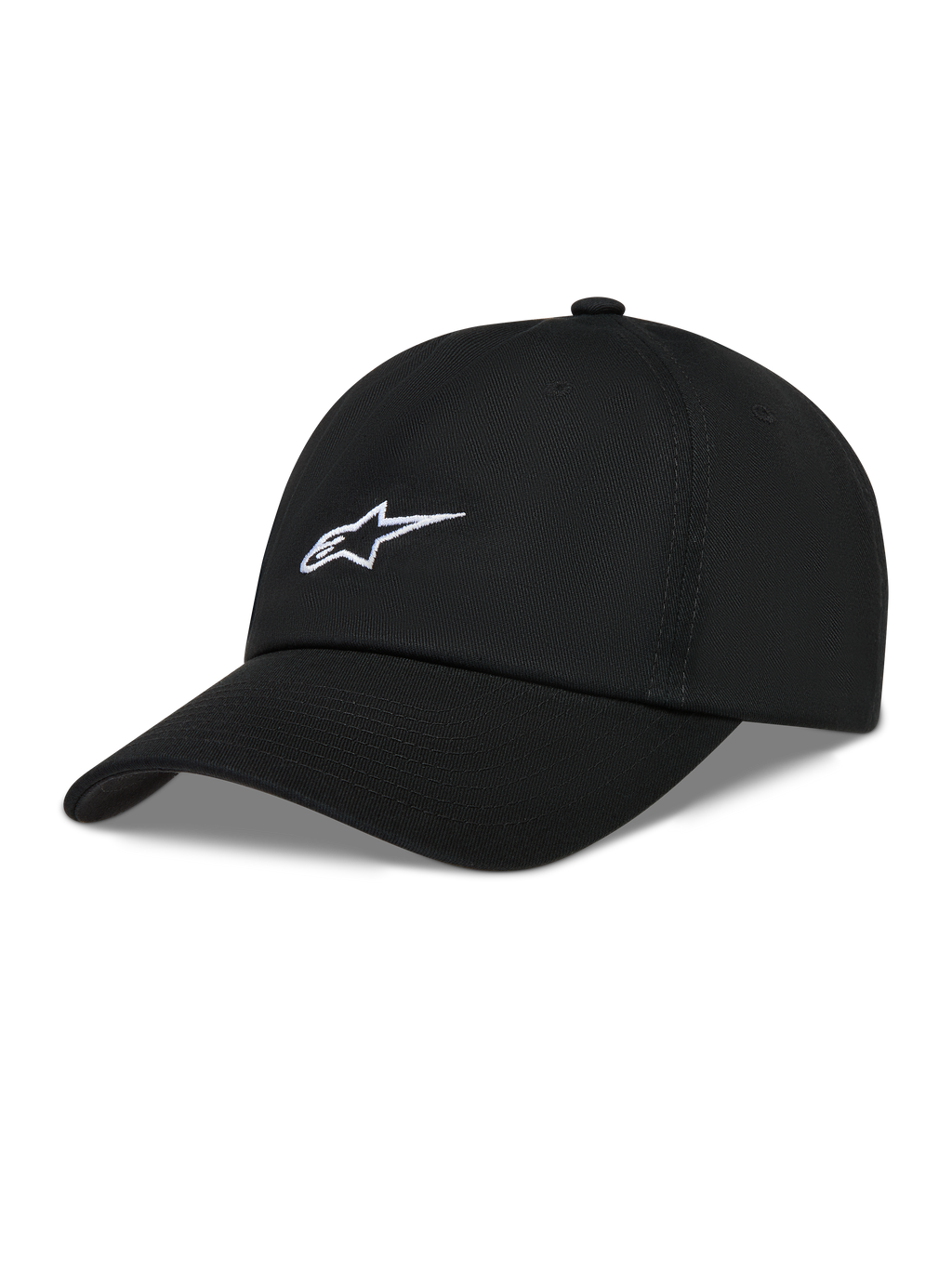 Alpinestars Dylan Dad Cappello, cappello nero in twill con logo Astars bianco ricamato e visiera curva.