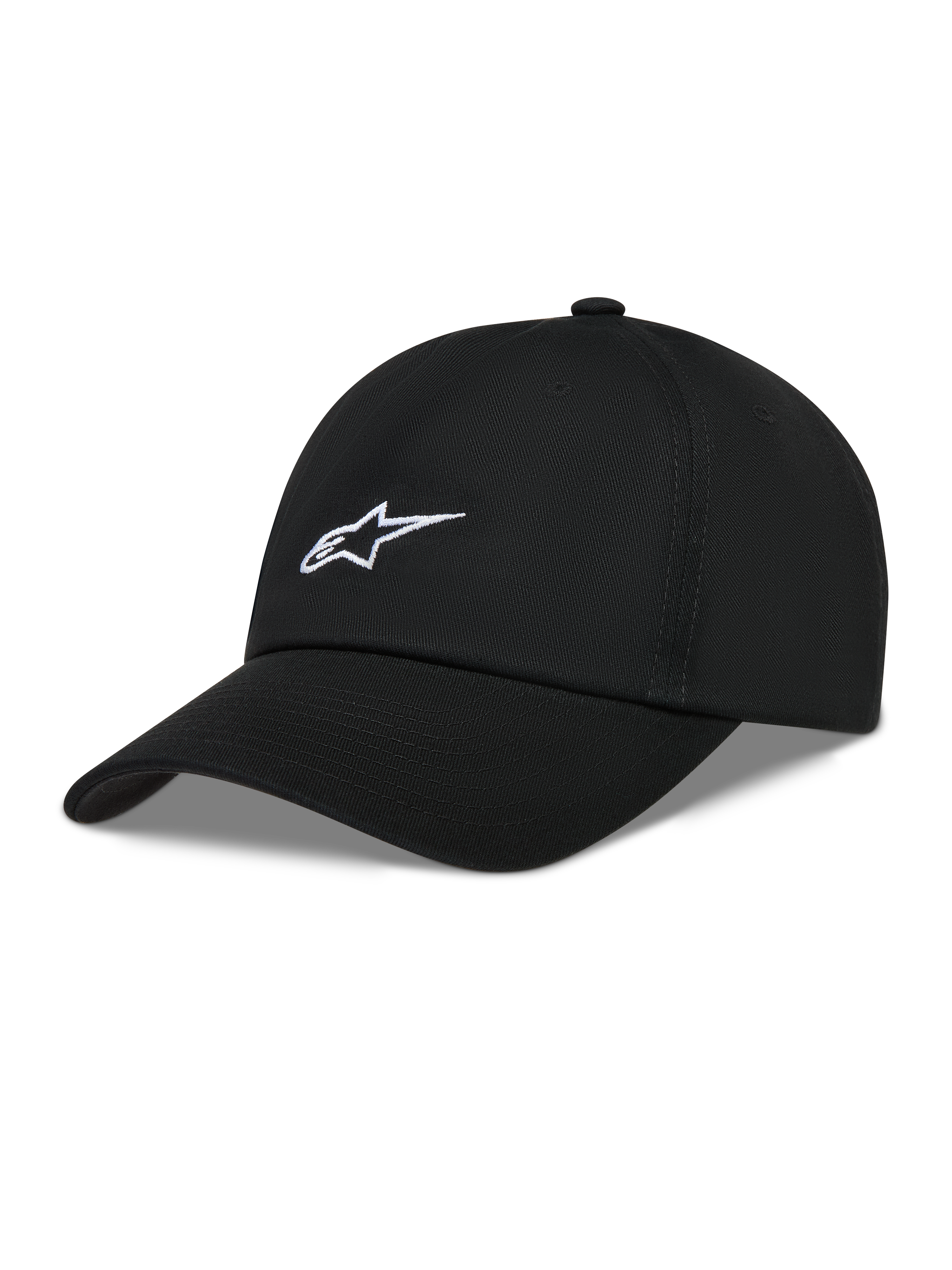 Alpinestars Dylan Dad Cappello, cappello nero in twill con logo Astars bianco ricamato e visiera curva.