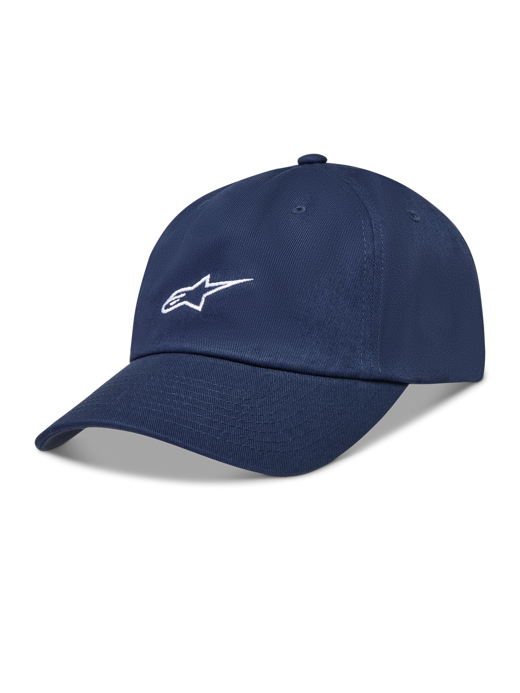 Alpinestars Dylan Dad Cappello, cappello sportivo in twill blu navy con visiera curva e logo Astars bianco ricamato.