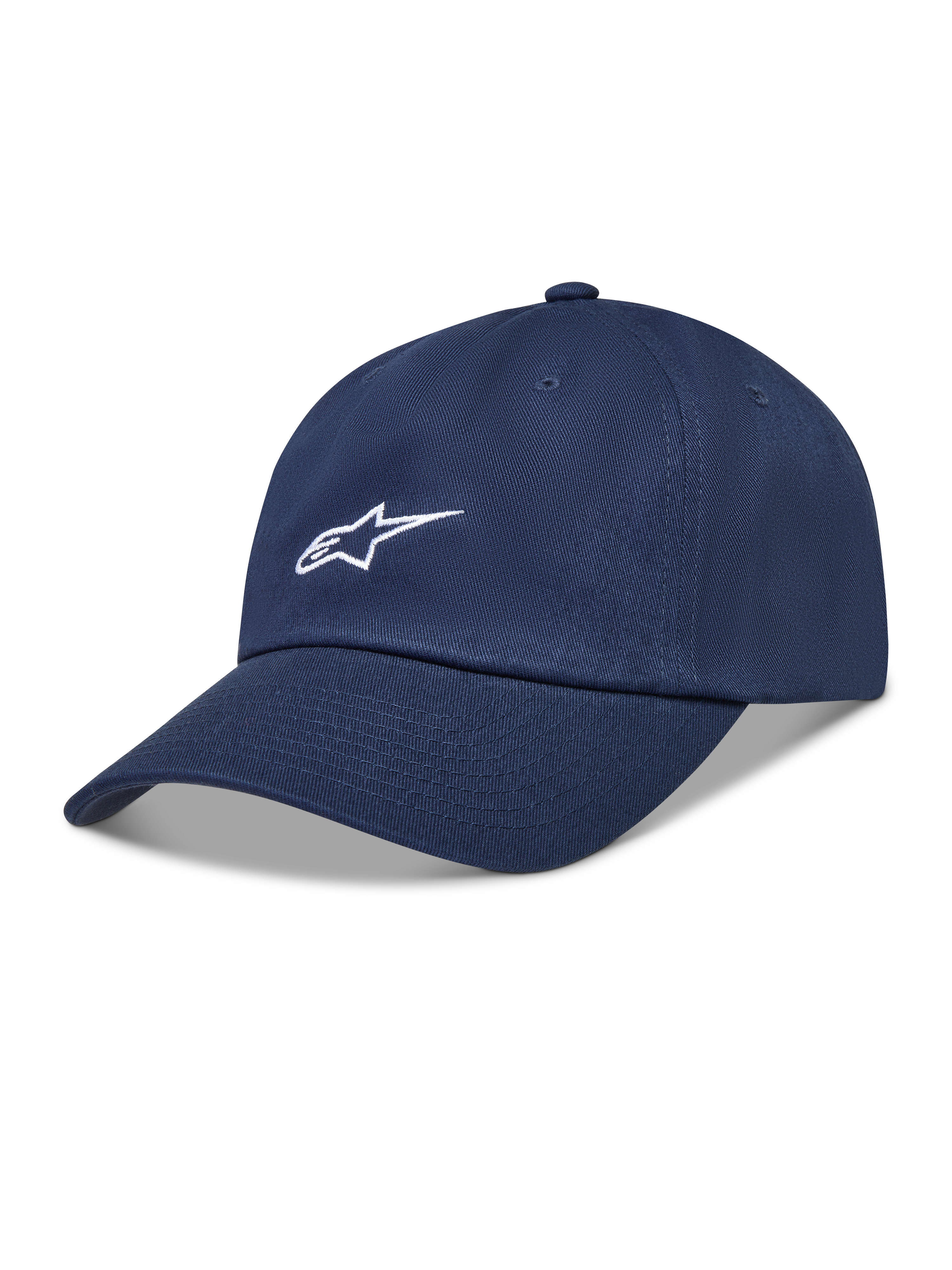 Alpinestars Dylan Dad Cappello, cappello sportivo in twill blu navy con visiera curva e logo Astars bianco ricamato.