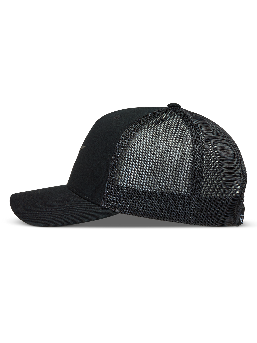 Alpinestars Augment Cappello, nero, vista laterale con visiera curva e retro in rete a diamante traspirante