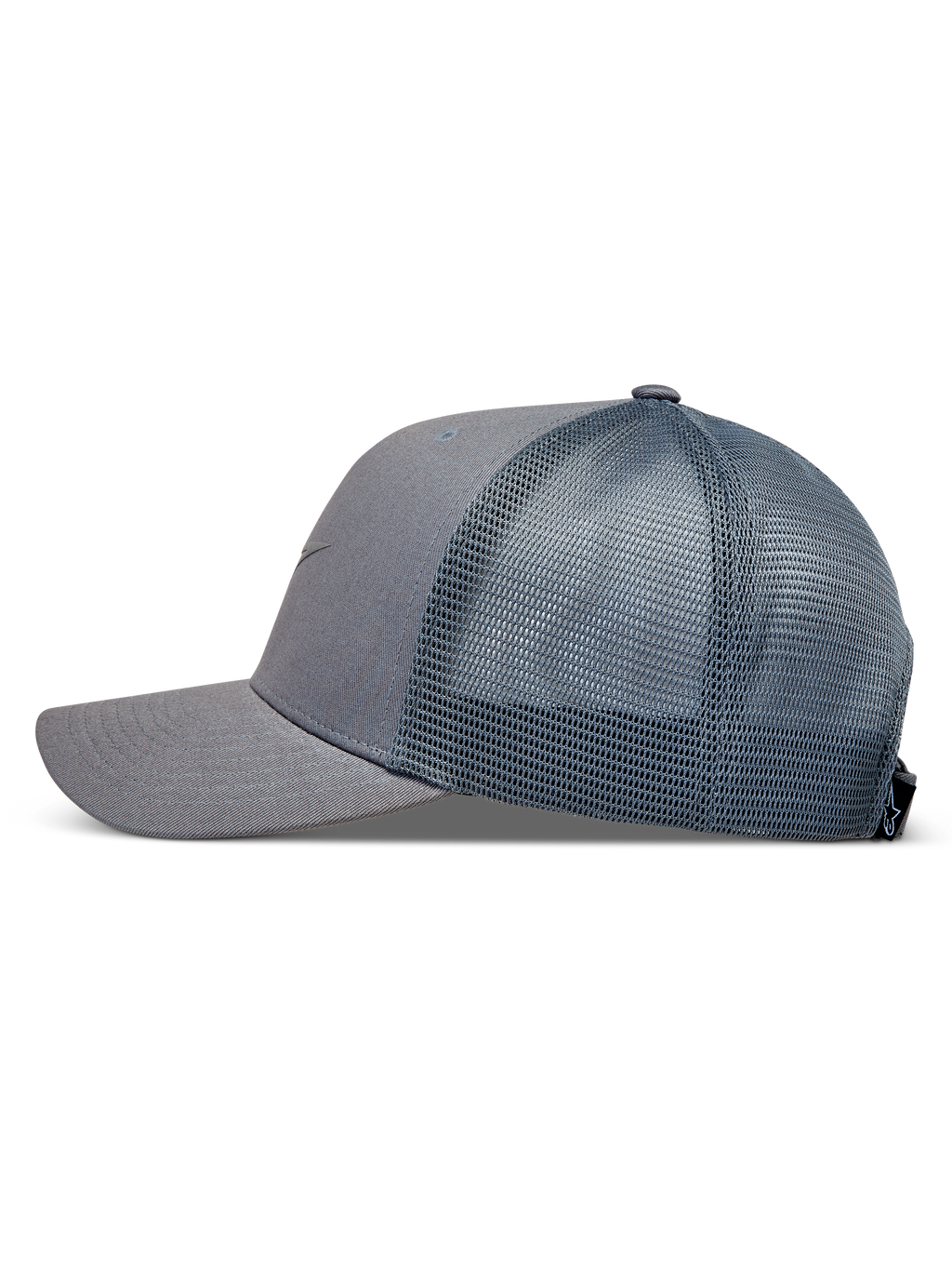 Alpinestars Augment Cappellino Trucker, cappello sportswear grigio con visiera curva, twill e retro in rete traspirante.