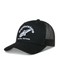 Alpinestars Baron cappellino trucker, cappello nero con logo bianco ricamato, visiera curva e retro in rete traspirante