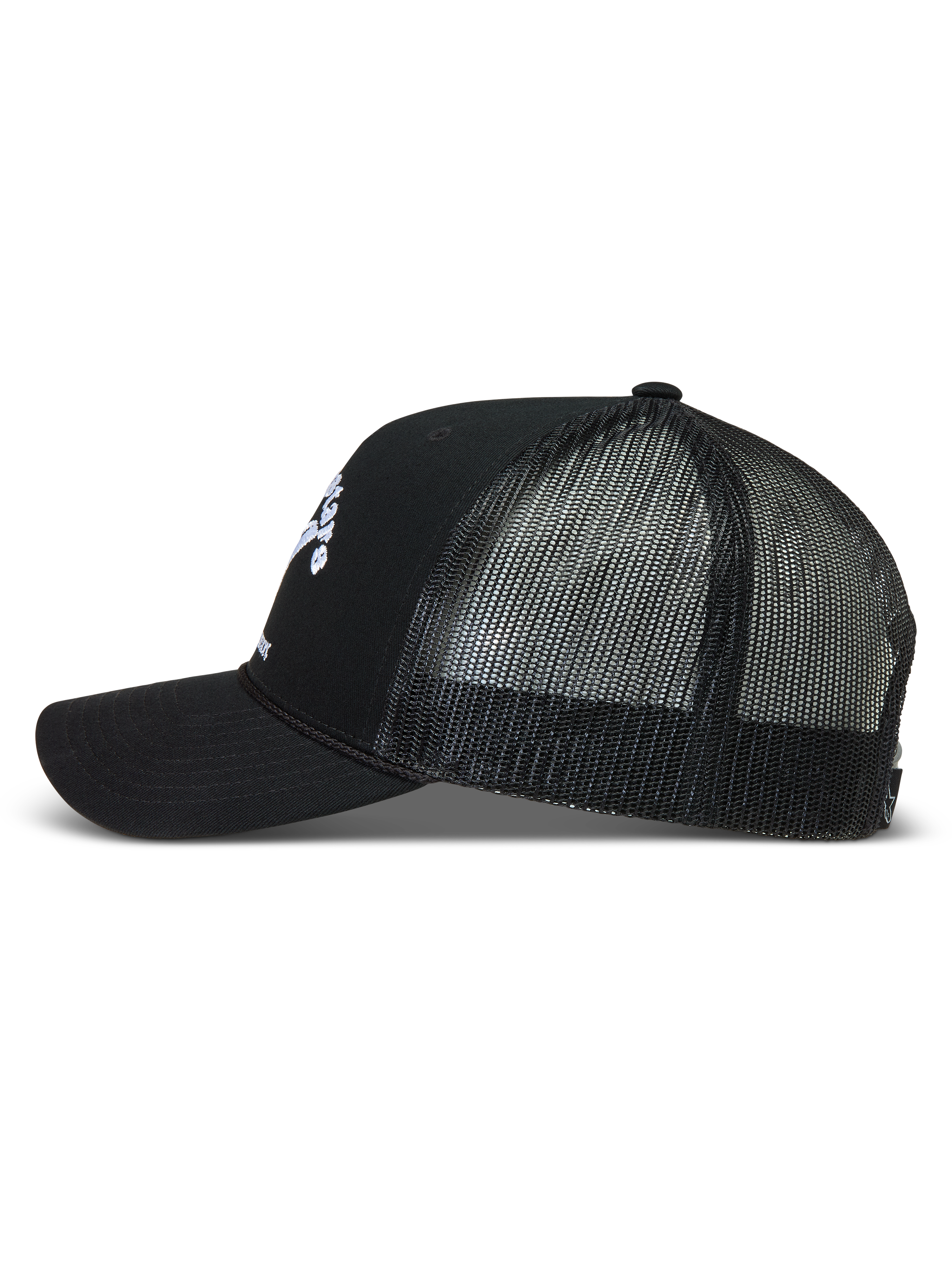 Alpinestars Baron Cappellino Trucker, cappello sportswear nero con rete traspirante, visiera curva e corona in twill.