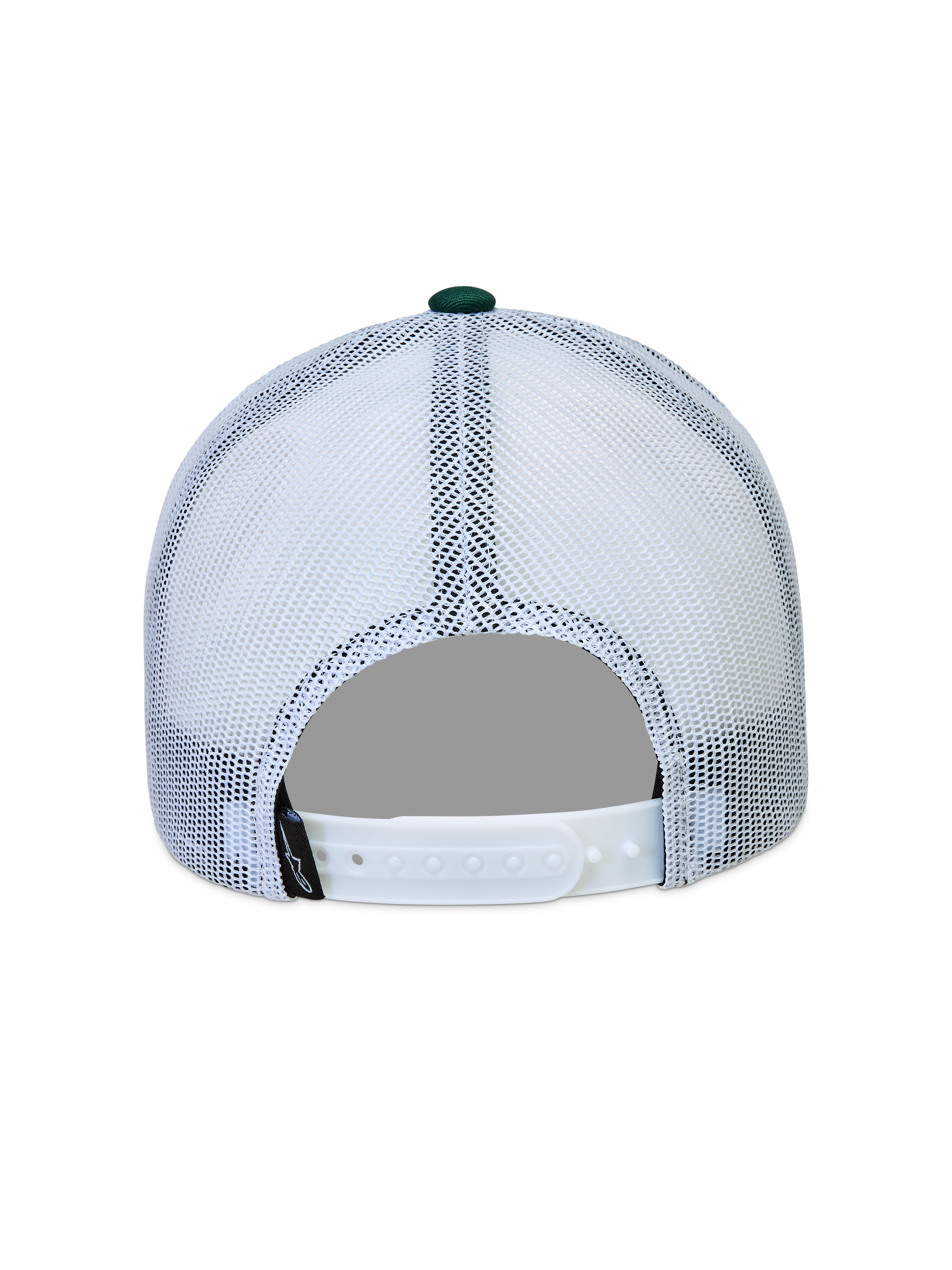 Alpinestars Baron Cappellino Trucker, cappello bianco e verde, vista posteriore con rete e chiusura snapback regolabile