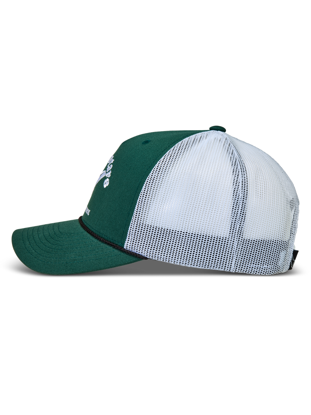 Alpinestars Baron cappello, cappello sportivo verde e bianco, vista laterale con corona strutturata in twill e retro in rete