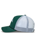 Alpinestars Baron cappello, cappello sportivo verde e bianco, vista laterale con corona strutturata in twill e retro in rete