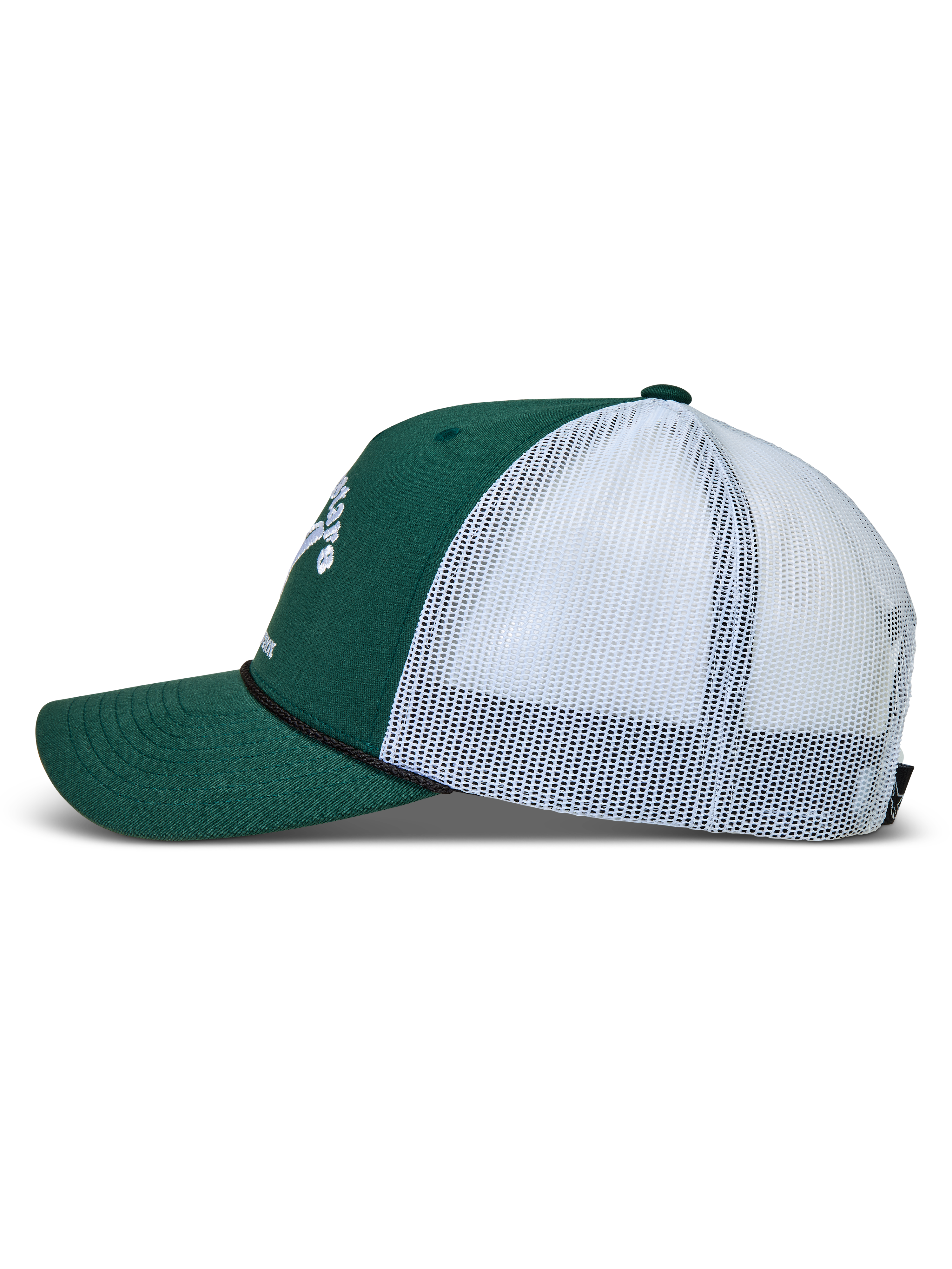 Alpinestars Baron cappello, cappello sportivo verde e bianco, vista laterale con corona strutturata in twill e retro in rete