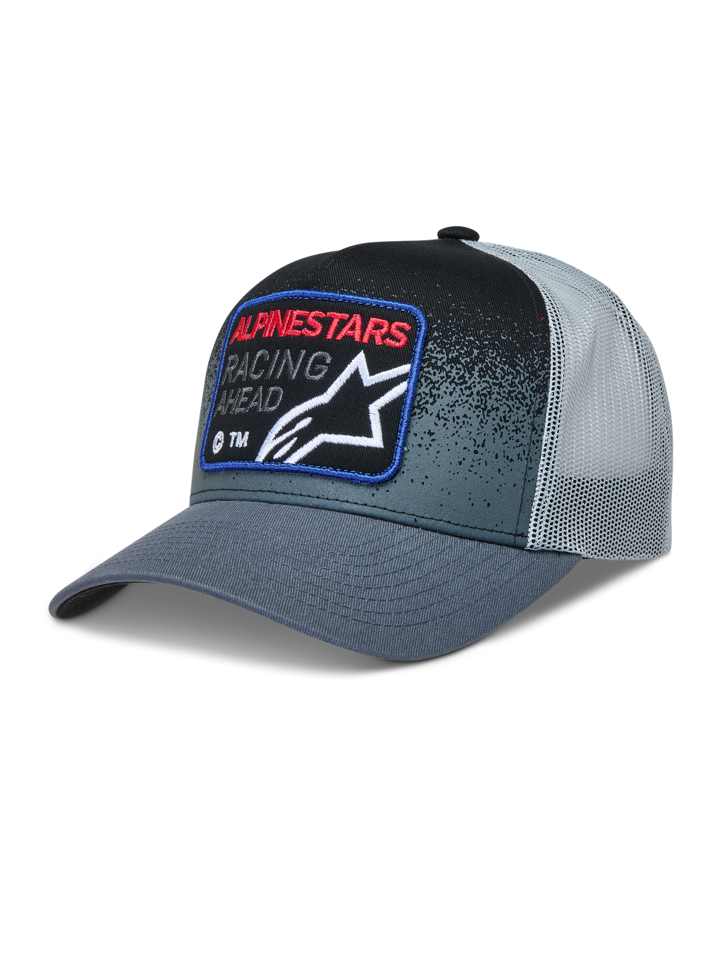 Alpinestars Gravel Cappellino Trucker, cappello sportswear, grigio scuro e nero, con retro in rete grigia e patch racing frontale