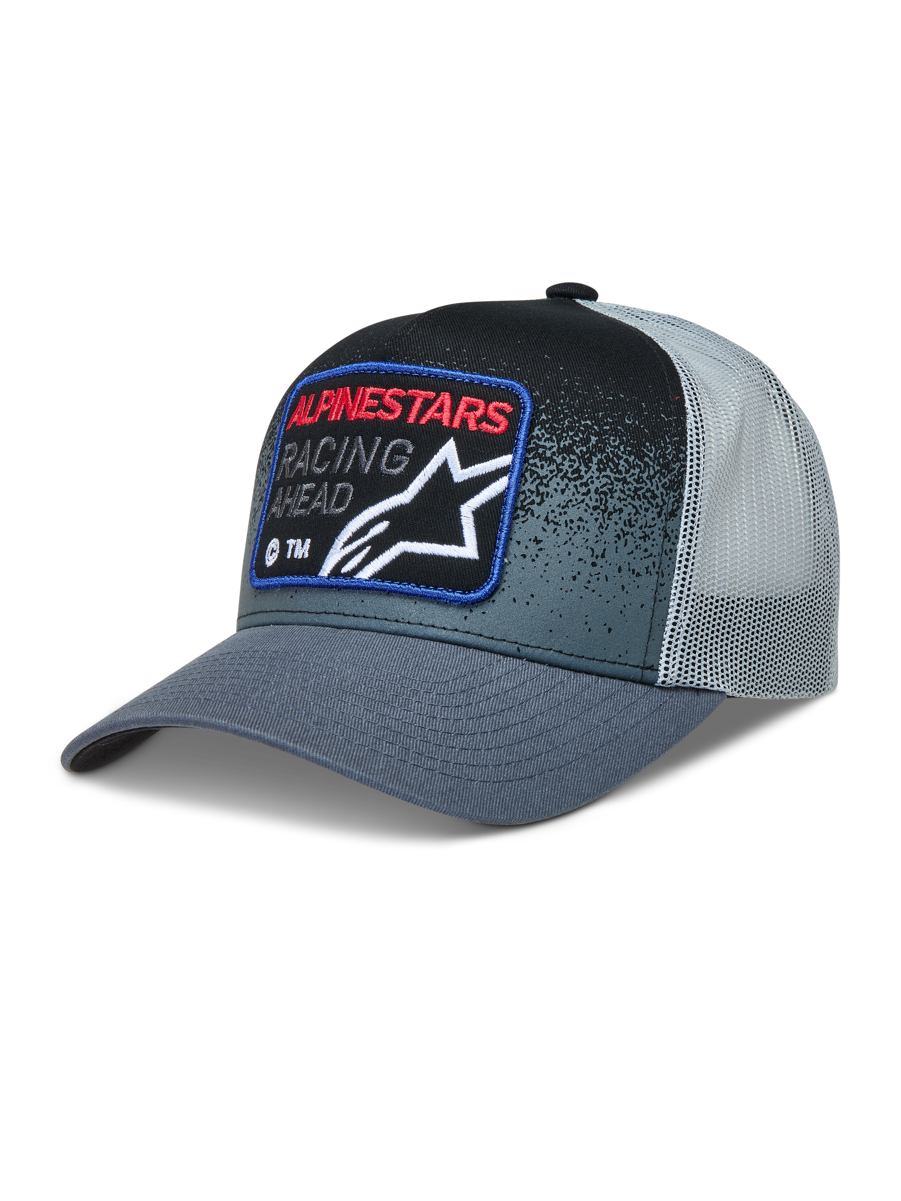 Alpinestars Gravel Cappellino Trucker, cappello sportswear, grigio scuro e nero, con retro in rete grigia e patch racing frontale