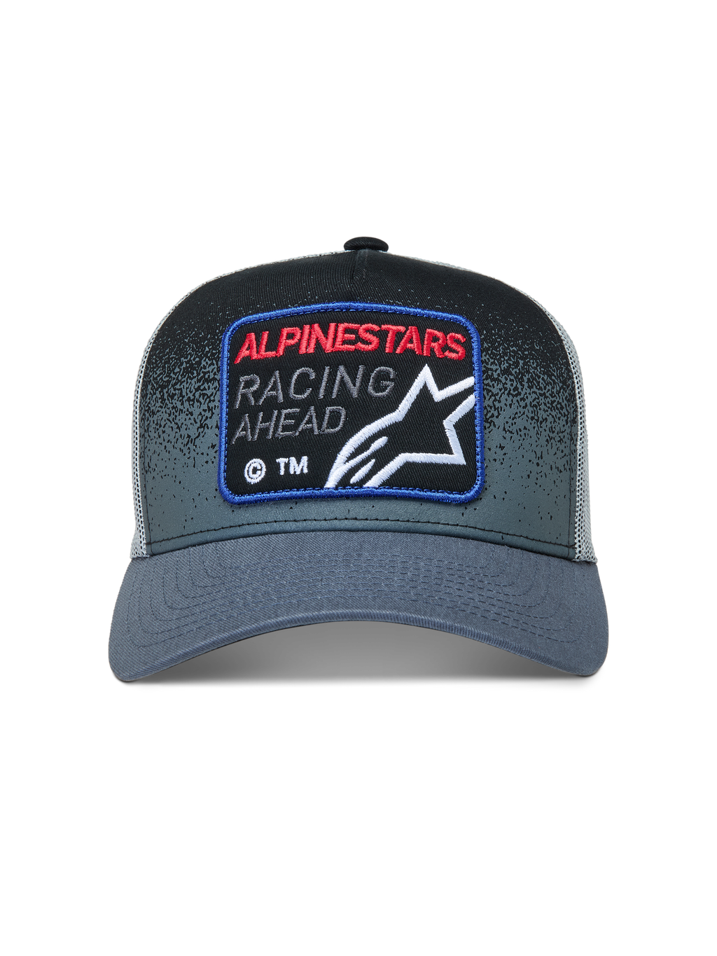 Alpinestars Gravel Cappellino Trucker, cappello sportswear grigio e nero con retro in rete e patch logo racing
