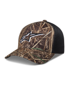 Alpinestars Thicket Realtree Cappellino Trucker, mimetico e nero con logo Astars bianco, visiera curva e retro in rete