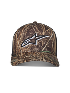 Alpinestars Thicket Realtree Cappellino Trucker, cappello mimetico e nero con logo Astars bianco ricamato e retro in rete