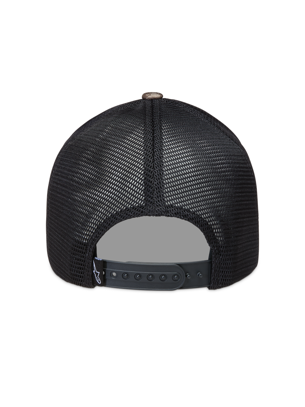 Alpinestars Thicket Realtree Cappellino Trucker, cappello nero in rete con chiusura snapback regolabile, vista posteriore.