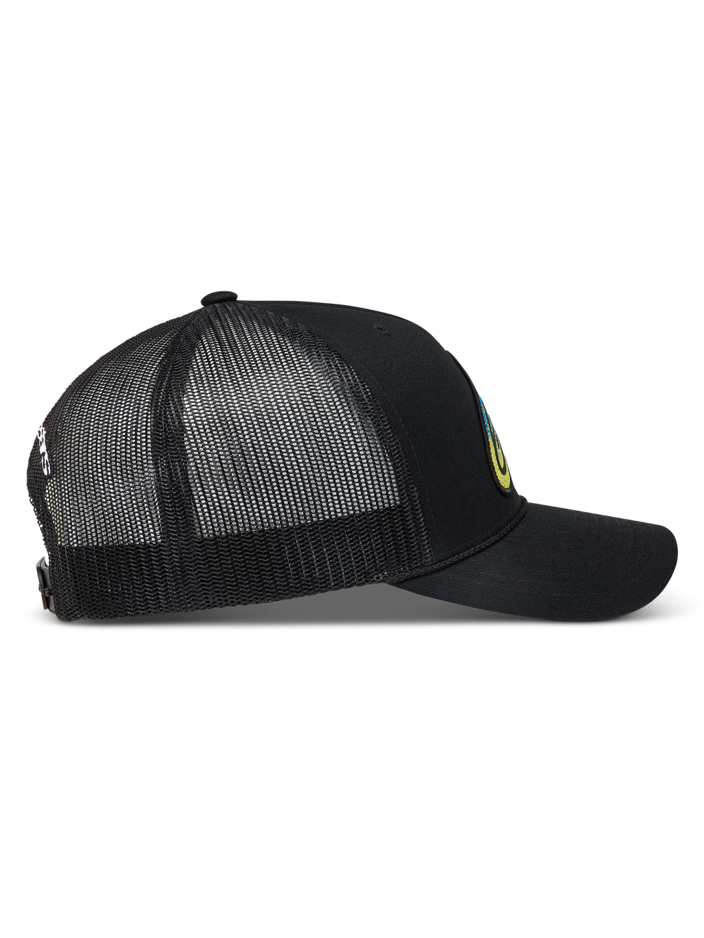Alpinestars Meteorite Cappellino Trucker, cappello nero con retro in rete traspirante, visiera curva e chiusura snapback.