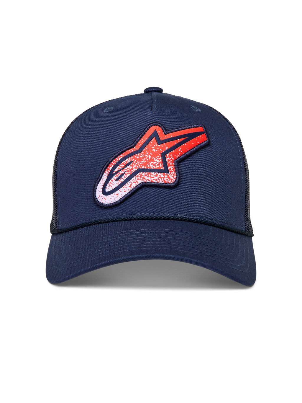 Alpinestars Meteorite Cappellino Trucker, cappello sportswear blu, retro in rete, visiera curva e logo Astars rosso e bianco
