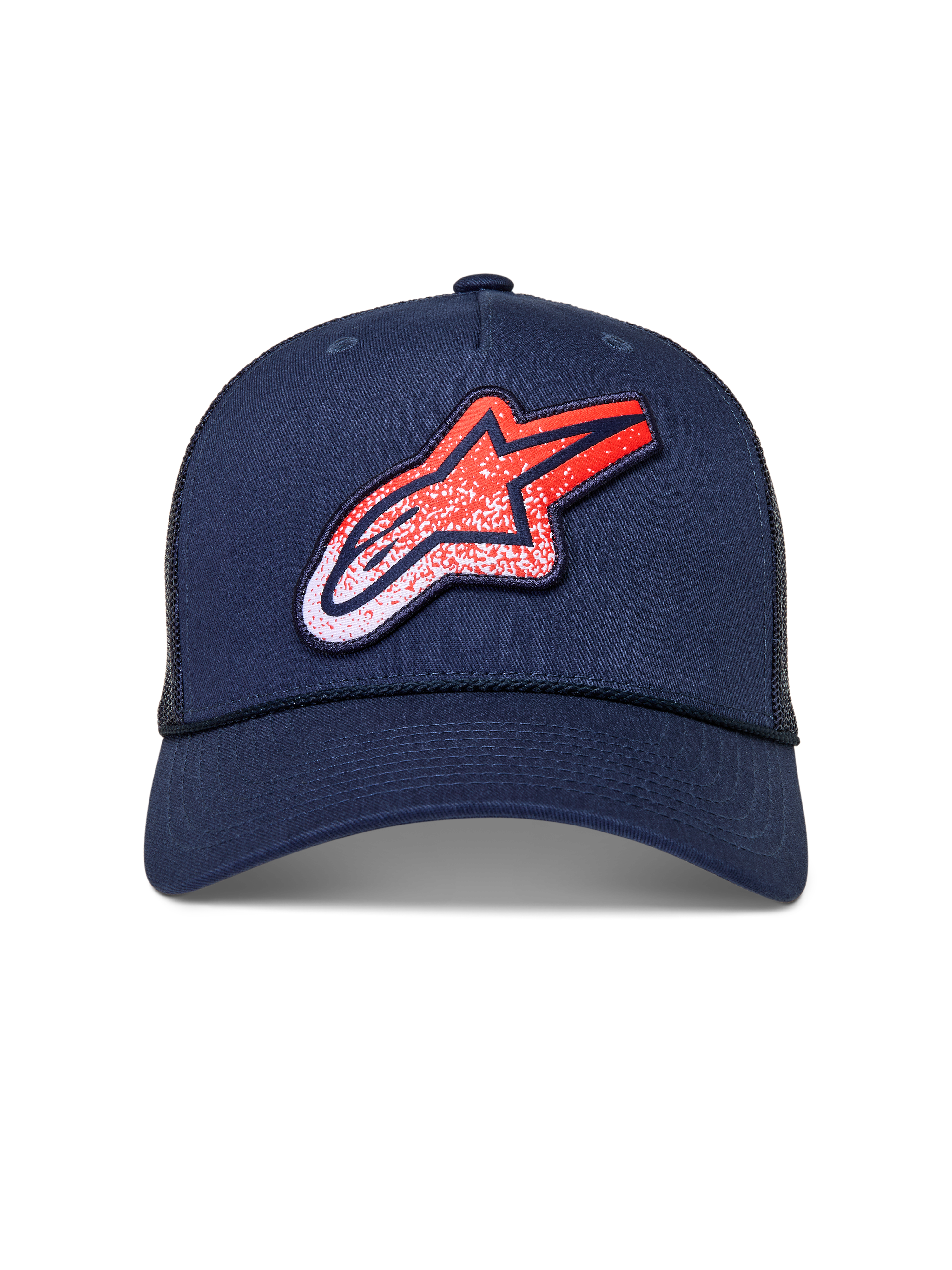 Alpinestars Meteorite Cappellino Trucker, cappello sportswear blu, retro in rete, visiera curva e logo Astars rosso e bianco