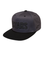 Alpinestars Stadium Snapback Cappello, cappello grigio scuro e nero con visiera piatta e logo Astars a contrasto.