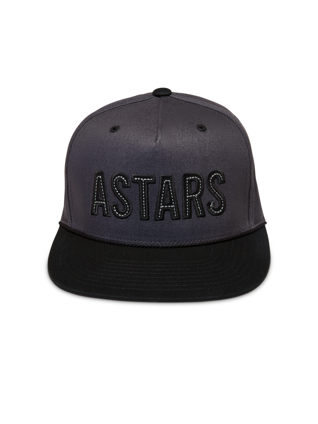 Alpinestars Stadium Snapback Cappello, cappello sportivo grigio scuro e nero con visiera piatta e logo ASTARS ricamato.