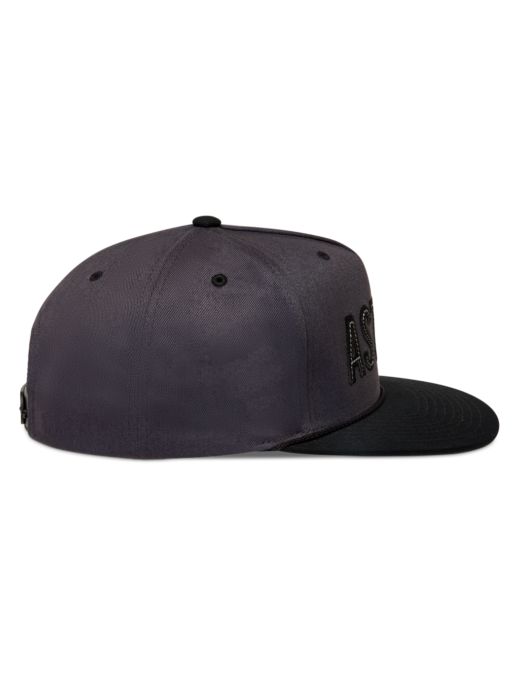 Alpinestars Stadium Snapback Cappello, cappello grigio scuro e nero con visiera piatta e corona strutturata, vista laterale