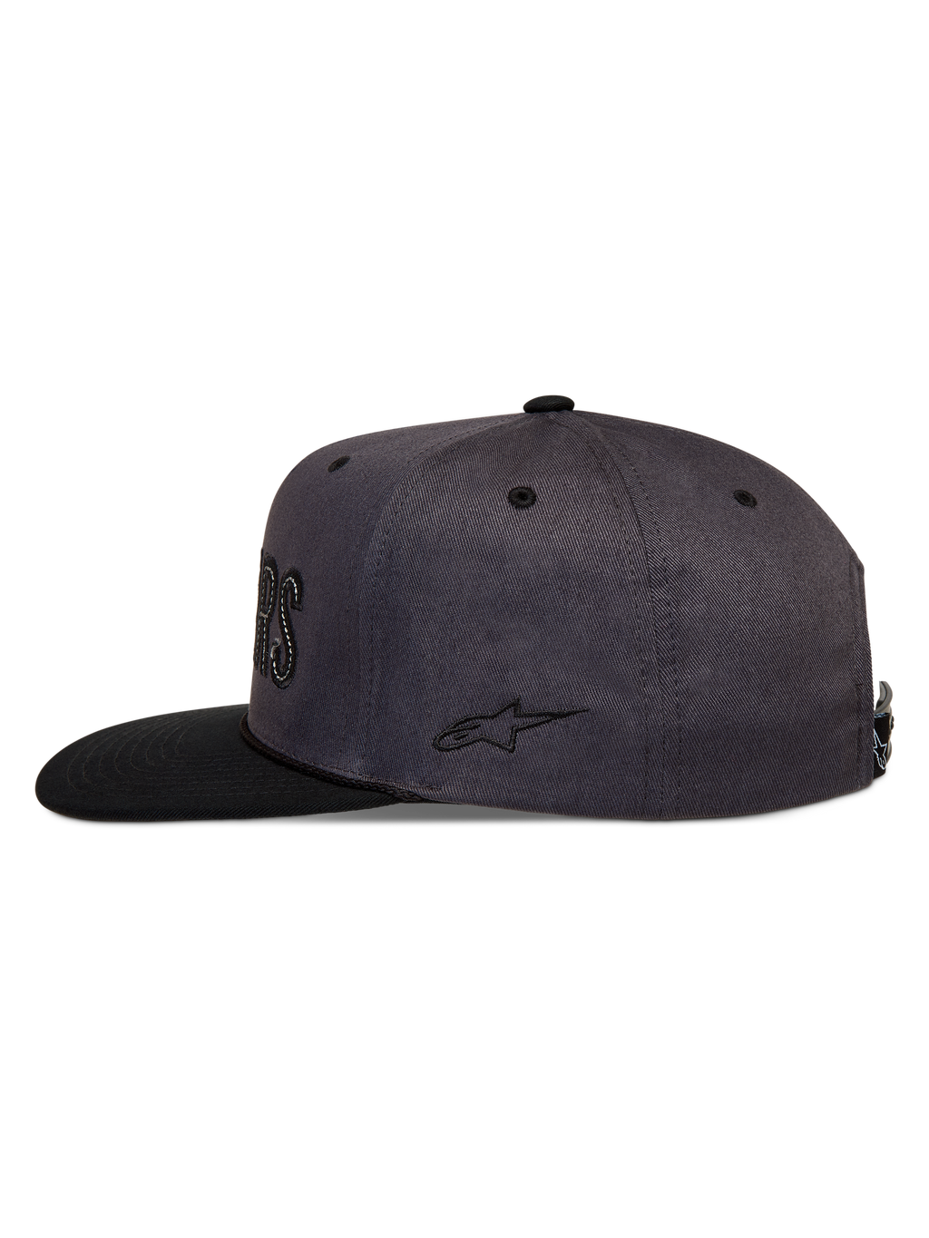 Alpinestars Stadium Snapback cappello, cappello grigio scuro e nero con visiera piatta, corona strutturata e ricamo laterale