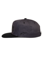 Alpinestars Stadium Snapback cappello, cappello grigio scuro e nero con visiera piatta, corona strutturata e ricamo laterale