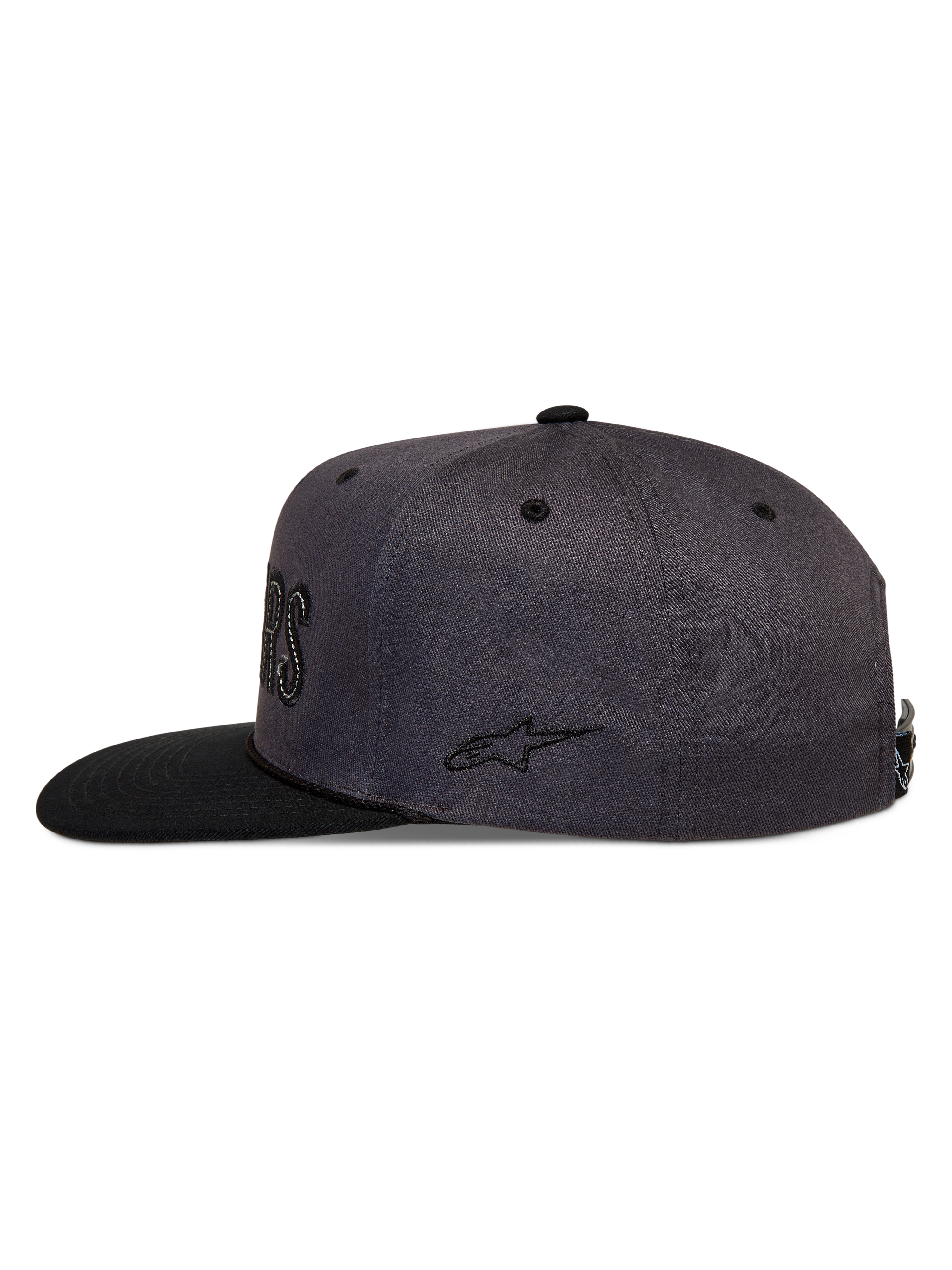 Alpinestars Stadium Snapback cappello, cappello grigio scuro e nero con visiera piatta, corona strutturata e ricamo laterale
