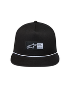 Alpinestars Label Snapback Cappello, cappello nero con visiera piatta, cordino intrecciato bianco ed etichetta frontale con logo Astars, sportswear casual