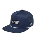 Alpinestars Label Snapback Cappello, cappello sportswear blu navy con visiera piatta, logo Astars e cordino bianco
