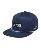 Alpinestars Label Snapback Cappello, cappello sportswear blu navy con visiera piatta, logo Astars e cordino bianco