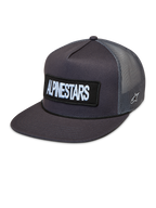 Alpinestars Ten cappellino trucker grigio scuro, con visiera piatta, patch logo frontale e pannelli in mesh traspiranti
