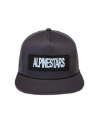 Alpinestars Ten Cappellino Trucker, cappello grigio scuro con corona strutturata, visiera piatta e patch logo ricamato, stile sportswear.