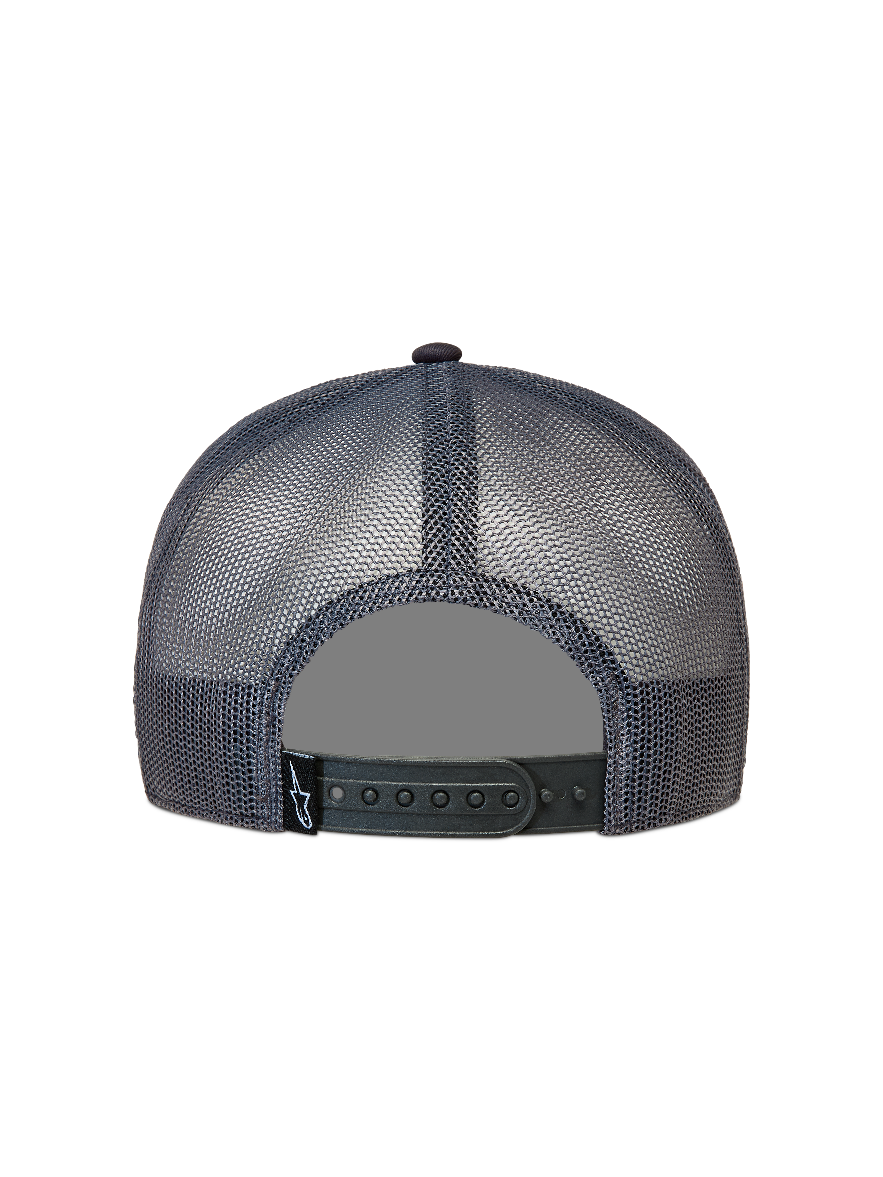 Alpinestars Ten Cappellino Trucker, cappellino sportivo in rete grigio scuro con chiusura snapback regolabile e piccola etichetta con logo Astars sul retro