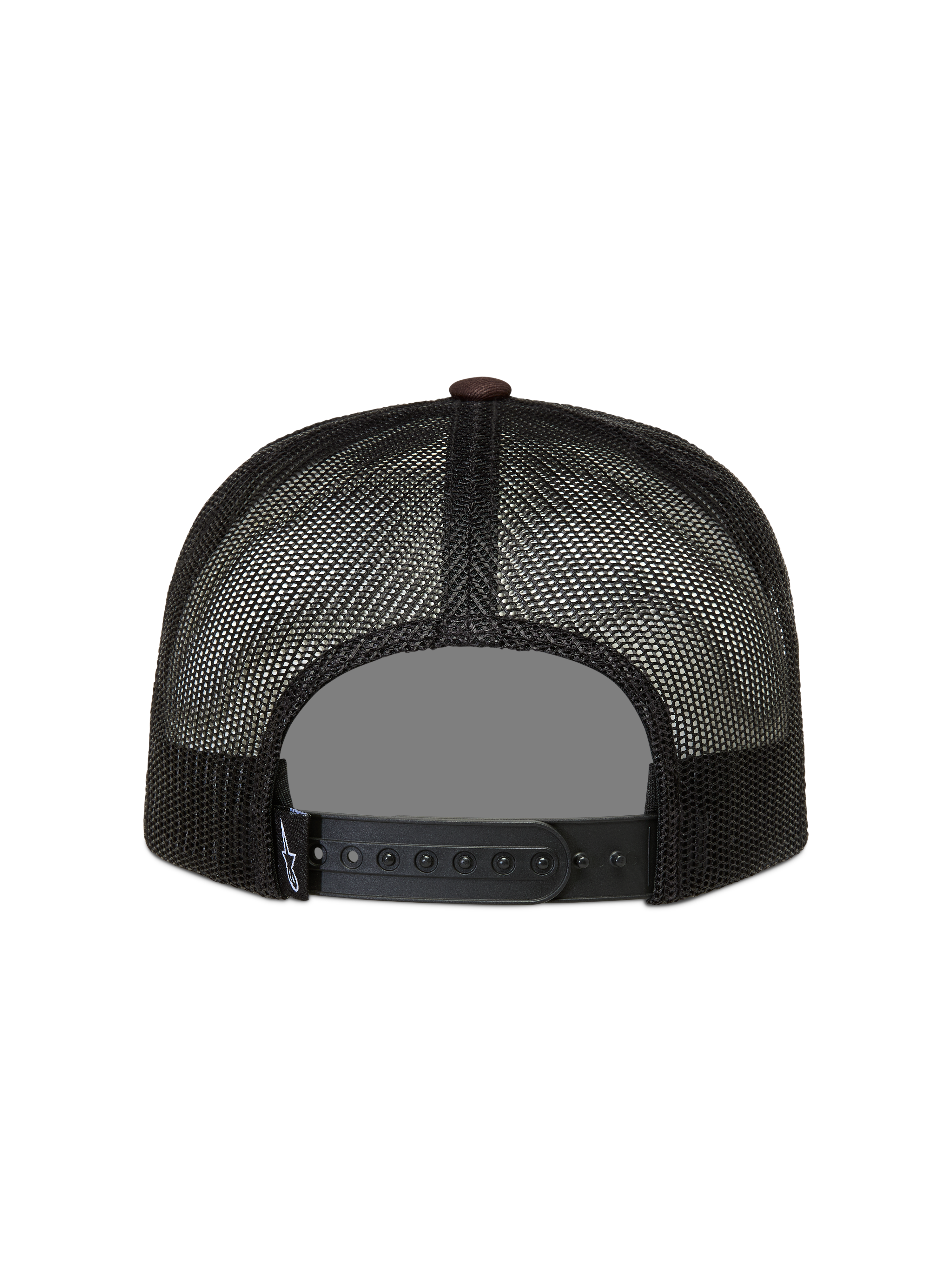 Alpinestars Hotlink Cappellino Trucker, cappello nero e marrone con rete traspirante e chiusura snapback regolabile.