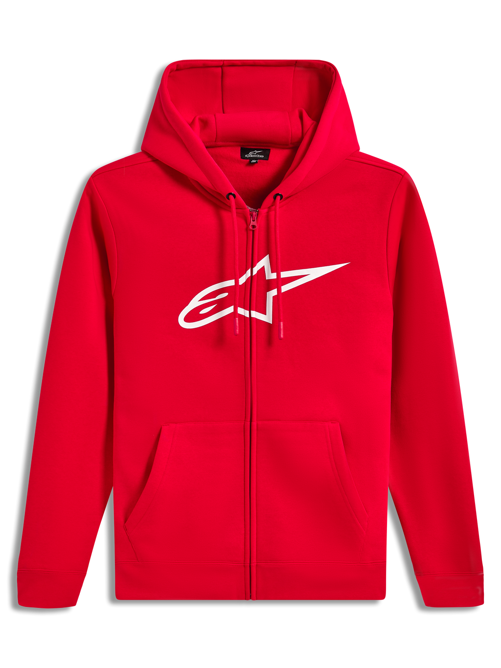 Alpinestars Ageless Zip V3 Hoodie, felpa con cappuccio e zip frontale, rossa con logo bianco sul petto, stile sportswear