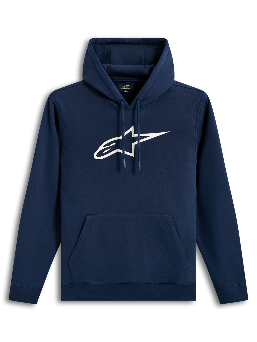 Alpinestars Ageless V3 Hoodie, felpa con cappuccio blu e bianca con logo bianco ricamato sul petto, sportswear casual.