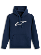 Alpinestars Ageless V3 Hoodie, felpa con cappuccio blu e bianca con logo bianco ricamato sul petto, sportswear casual.