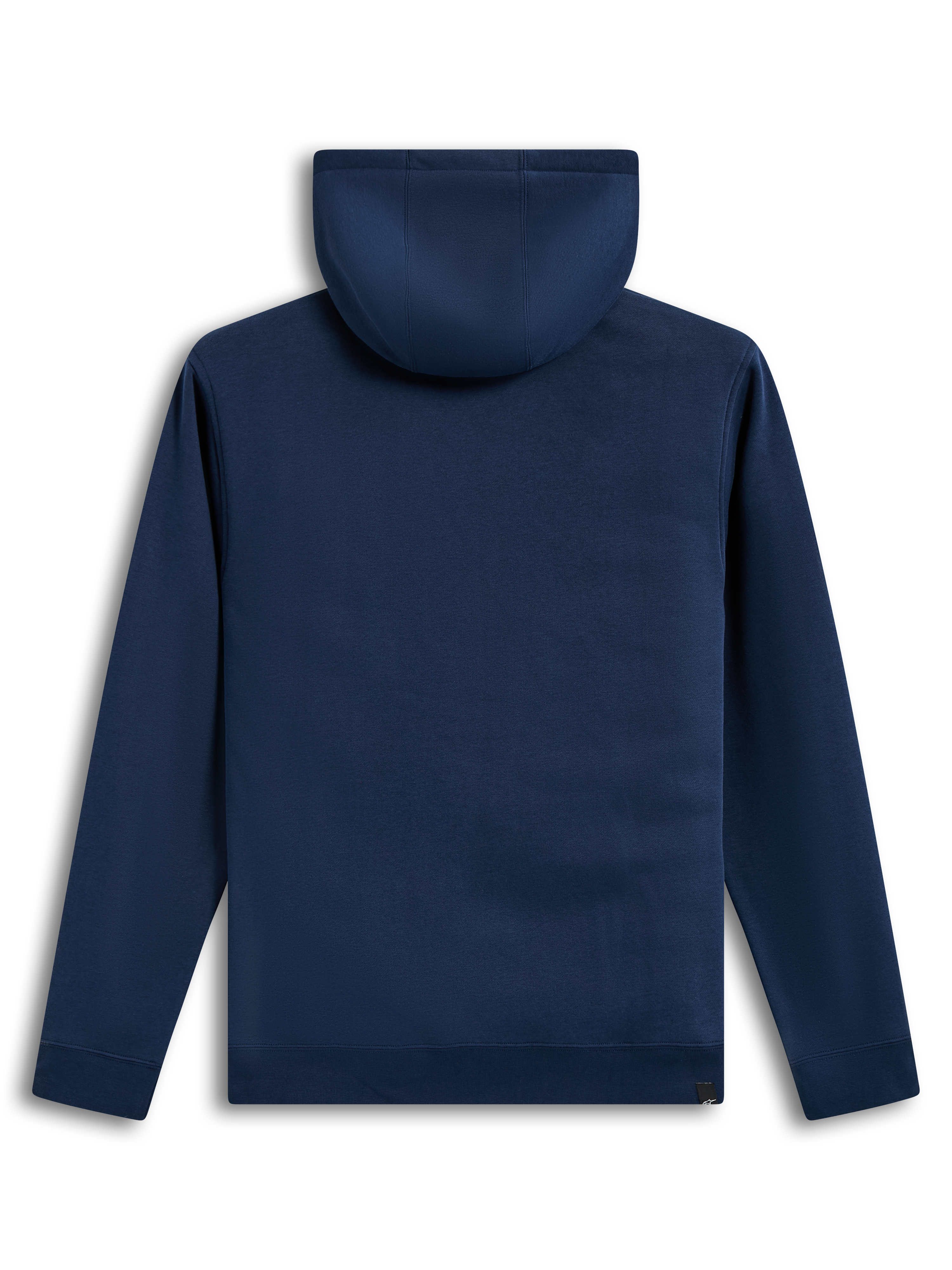 Alpinestars Ageless V3 Hoodie, felpa con cappuccio sportswear in pile blu, vista posteriore con orlo a coste
