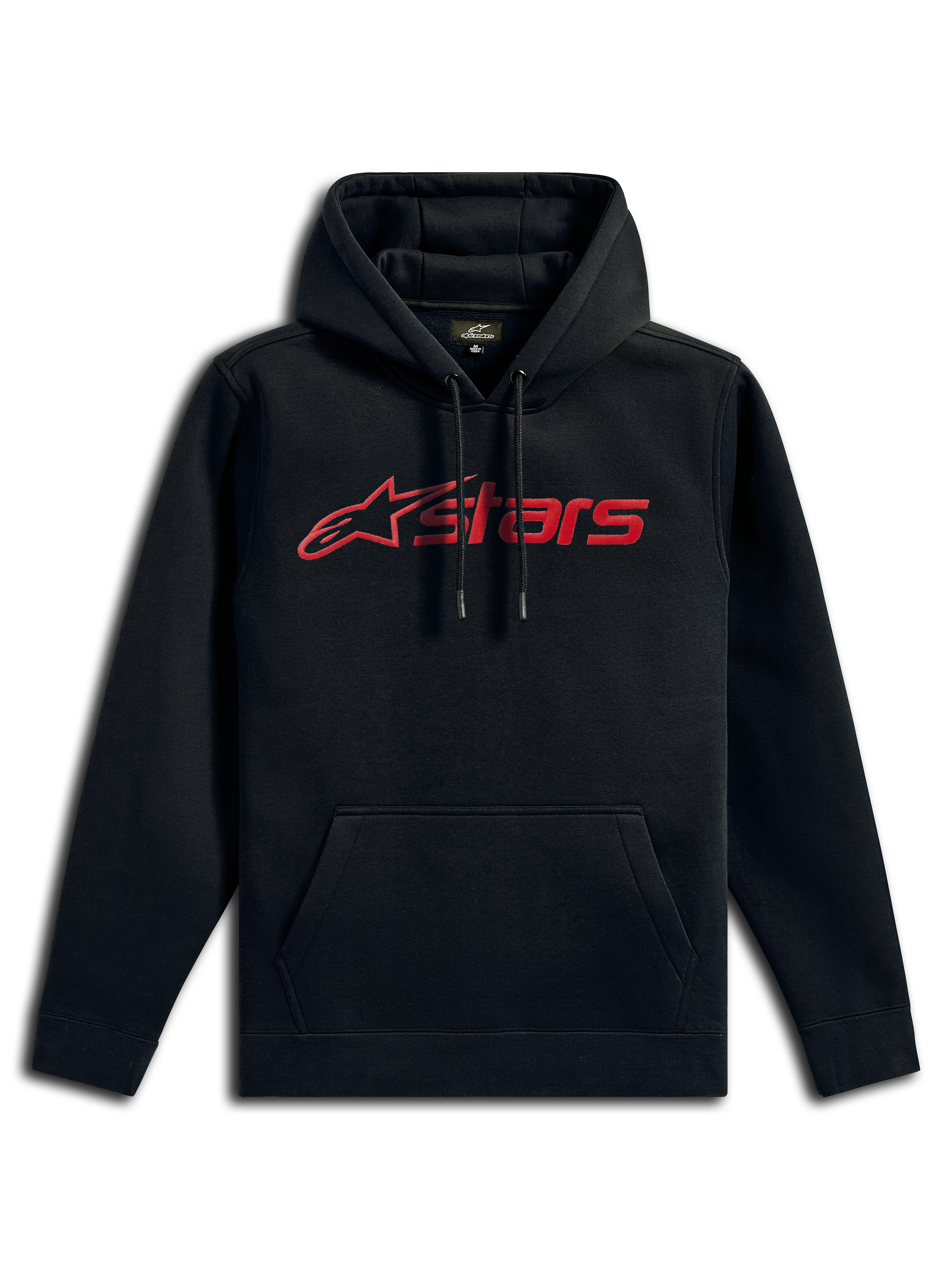 Felpa con cappuccio Alpinestars Blaze V3, streetwear casual, nero con logo lineare rosso, cappuccio con cordino, tasca a marsupio frontale, maniche lunghe, design moderno ispirato al motorsport