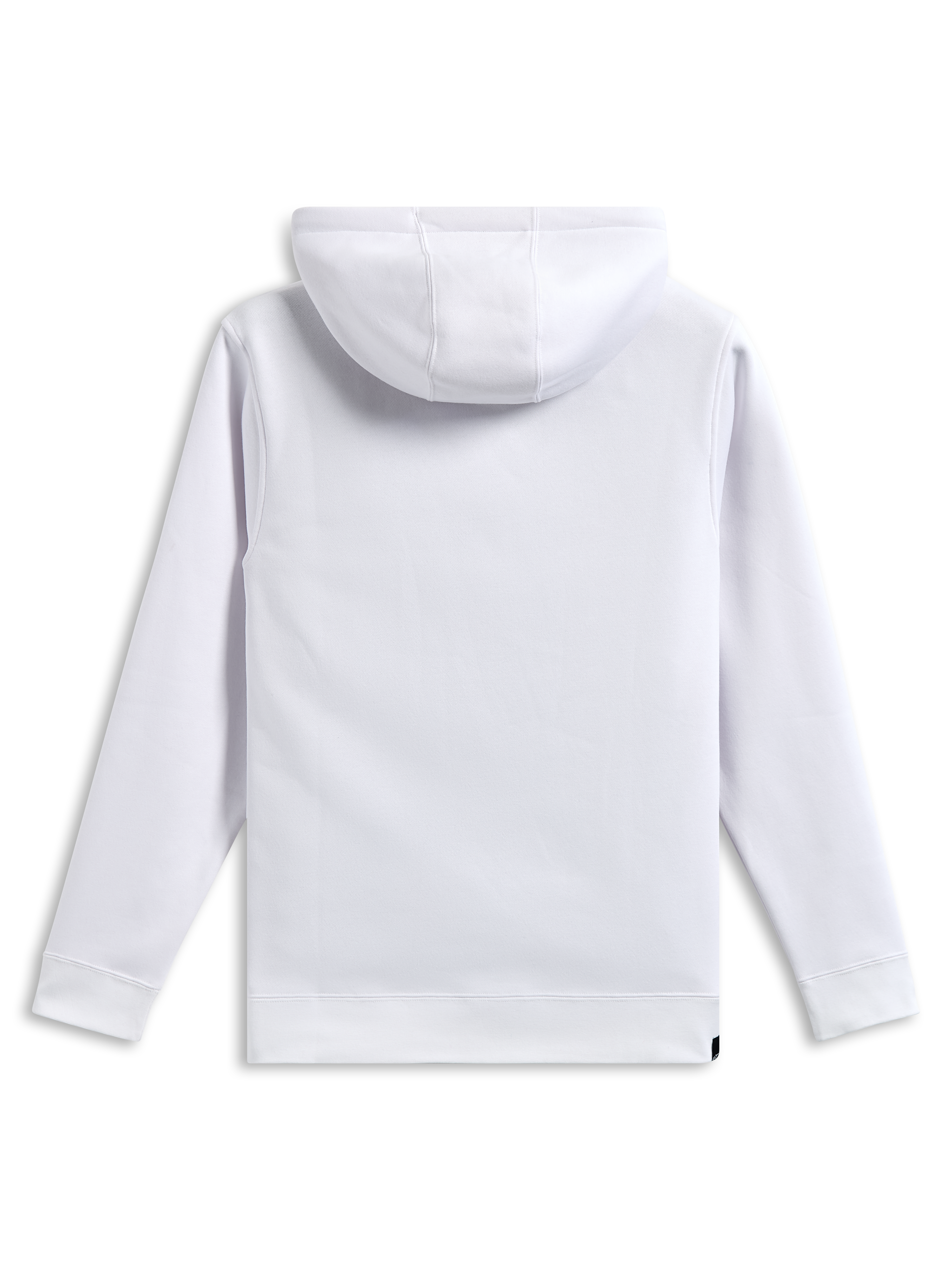 Felpa con cappuccio Alpinestars Blaze V3, vista posteriore, bianco tinta unita, felpa in pile modello pullover, maniche lunghe con polsini e orlo a costine, abbigliamento sportivo casual
