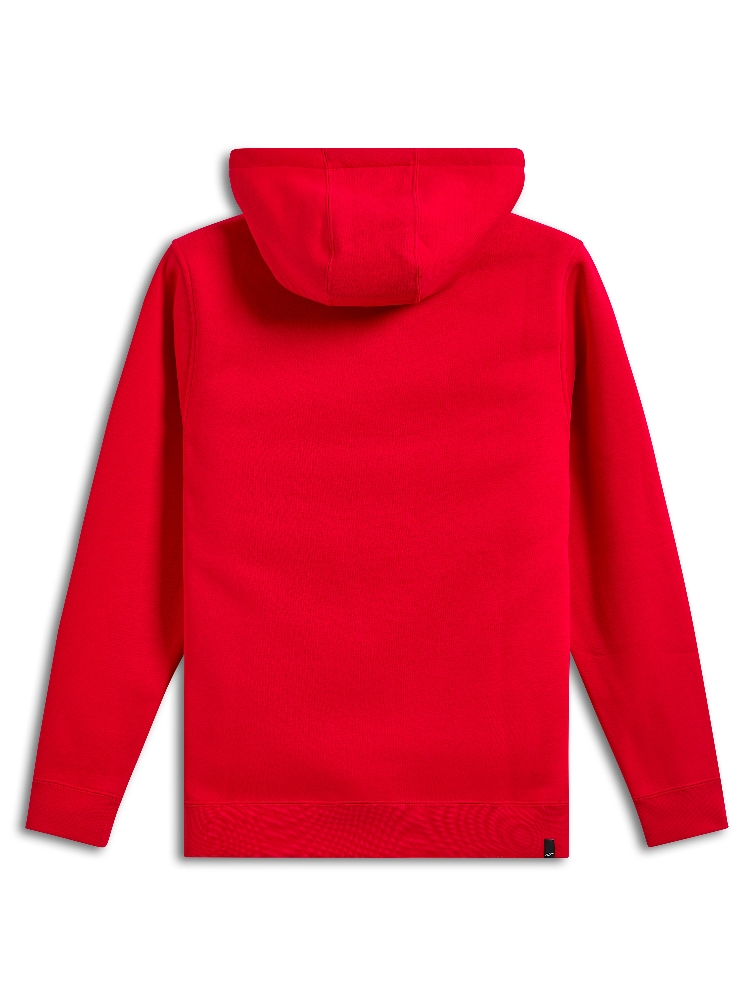 Alpinestars Ride V3 Hoodie, vista posteriore, rosso tinta unita, abbigliamento sportivo casual, felpa con cappuccio foderato in jersey, polsini e orlo a coste