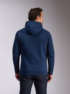 Alpinestars Ride V3 Hoodie, felpa pullover blu navy, vista posteriore con design a tinta unita, cappuccio foderato in jersey, polsini e fondo a costine, abbigliamento streetwear casual da motorsport
