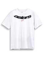 Alpinestars T-Shirt Elliptic CSF, maglietta a maniche corte bianca, logo astars nero arcuato e logo rosso sul petto, sportswear casual