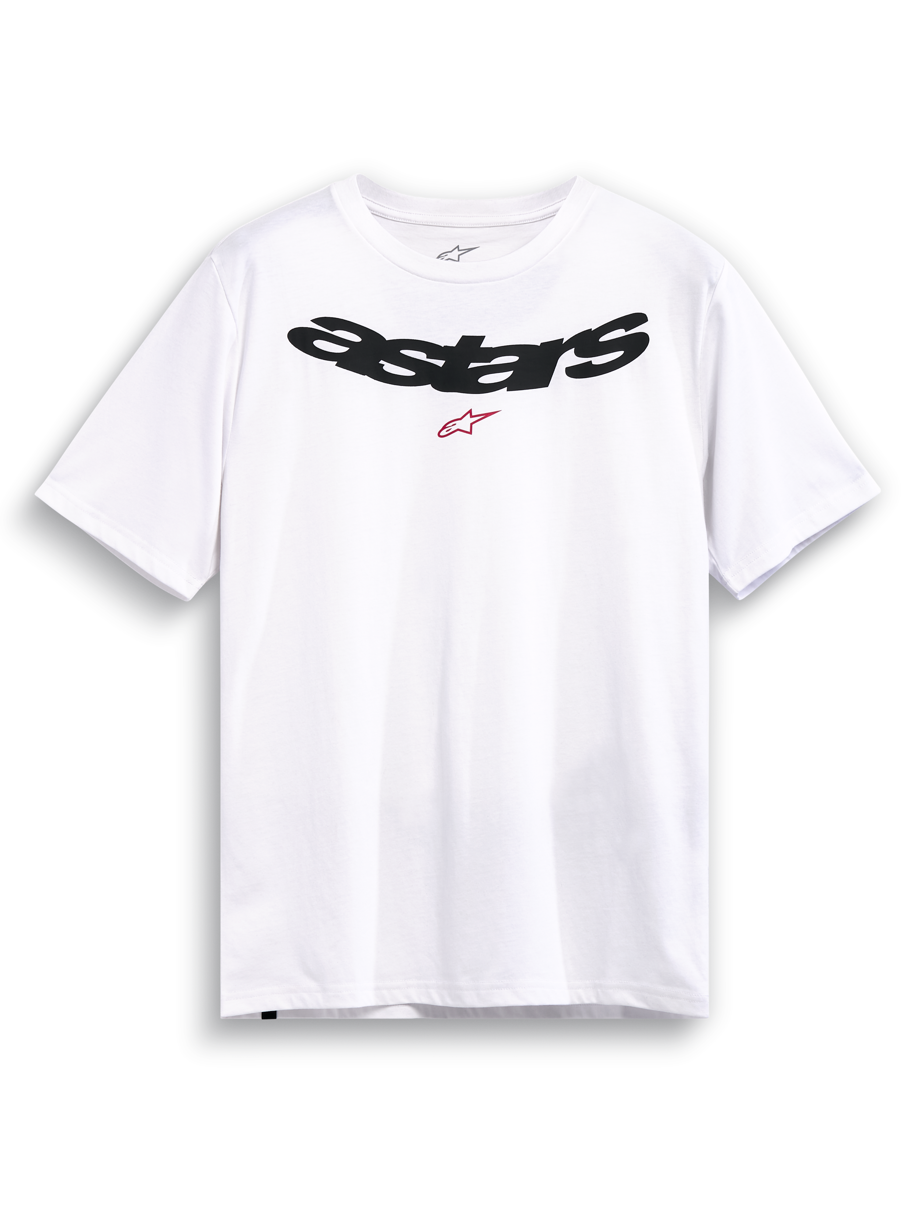 Alpinestars T-Shirt Elliptic CSF, maglietta a maniche corte bianca, logo astars nero arcuato e logo rosso sul petto, sportswear casual