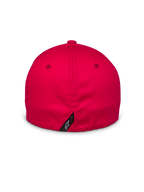 Cappello Alpinestars Arcstars, rosso, vista posteriore con chiusura flex-back, piccola etichetta nera con logo Astars bianco sulla cucitura centrale, tessuto twill elasticizzato strutturato, copricapo casual motorsport