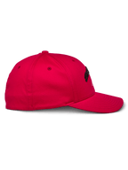 Cappello Alpinestars Arcstars, rosso, vista laterale, cappello da baseball strutturato con visiera curva, tessuto in twill elasticizzato, ricamo 3D nero, abbigliamento sportivo casual