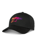 Alpinestars Setting Hat, cappellino da baseball nero con logo ricamato in 3D a gradazione arancione, rosa e viola, visiera curva, corona strutturata, copricapo lifestyle casual