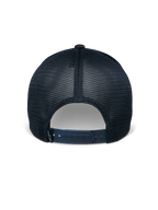 Cappello Alpinestars Delane, blu navy, vista posteriore, con pannelli in rete traspirante a diamante, chiusura snapback regolabile con piccola etichetta con logo, abbigliamento sportivo casual